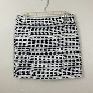 LOFT Black White Embroidered Pencil Skirt